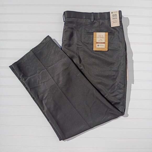 HAGGAR Dress Pants Mens 48 x 32 Black Classic Fit Cool 18 Performance Slacks NWT - Picture 1 of 13